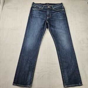 Lucky Brand Jeans Mens 34x30.75 410 Athletic Straight Blue Mid Rise Dark Wash